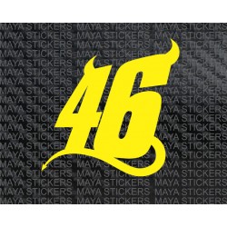 Valentino Rossi 46 number with devil horns sticker in custom colors and sizes